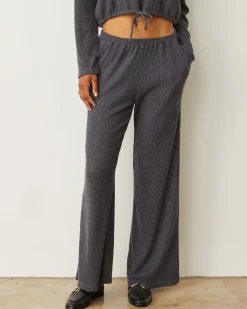 MONROW Brushed Rib Pant VINTAGEBLACK Discount